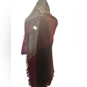 Ecote Burgundy and Black Knit blanket scarf